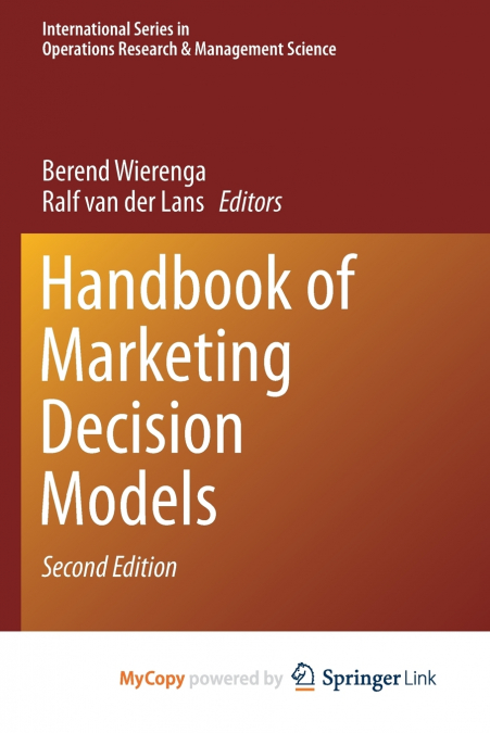 Handbook of Marketing Decision Models