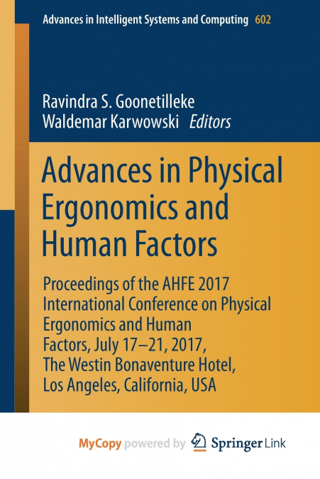 Advances in Physical Ergonomics and Human Factors