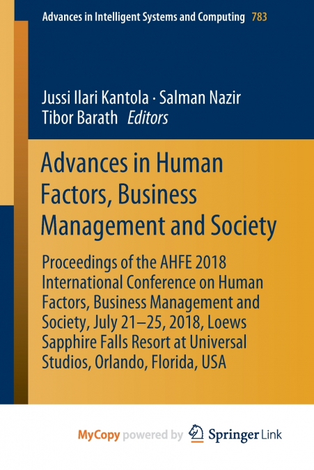 Advances in Human Factors, Business Management and Society