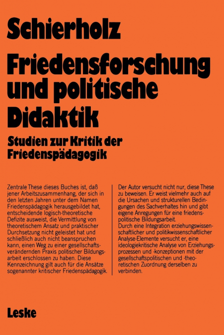 Friedensforschung und Politische Didaktik