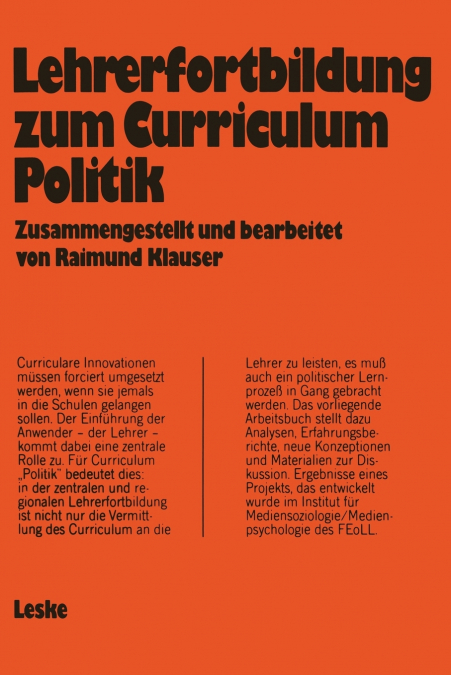 Lehrerfortbildung zum Curriculum „Politik'