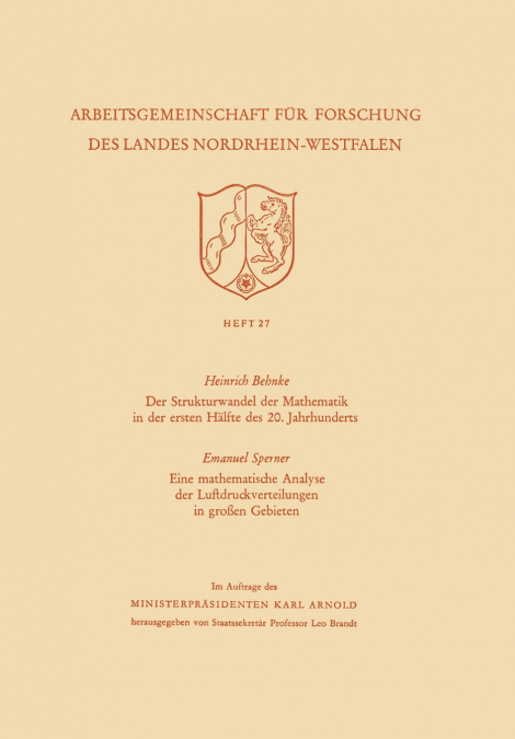 Der Strukturwandel Der Mathematik in Der Ersten Halfte Des 20. Jahrhunderts. Eine Mathematische Analyse Der Luftdruckverteilungen in Grossen Gebieten