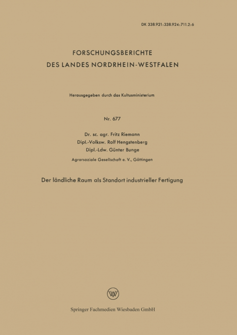 Der Landliche Raum ALS Standort Industrieller Fertigung