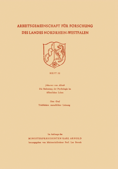 Arbeitsgemeinschaft Fur Forschung Des Landes Nordrhein-Westfalen