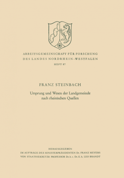 Ursprung und Wesen der Landgemeinde nach rheinischen Quellen