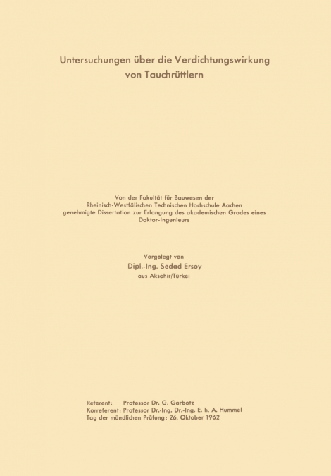 Untersuchungen über die Verdichtungswirkung von Tauchrüttlern