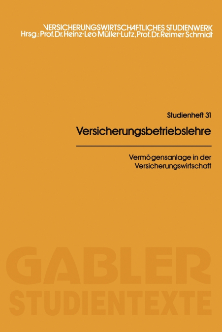 Vermogensanlage in Der Versicherungswirtschaft