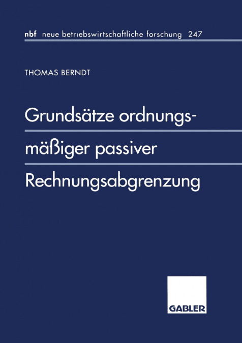 Grundsätze ordnungsmäßiger passiver Rechnungsabgrenzung