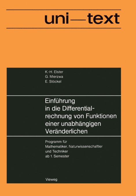 Einfuhrung in Die Differentialrechnung Von Funktionen Einer Unabhangigen Veranderlichen