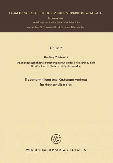 Kostenermittlung und Kostenauswertung im Hochschulbereich