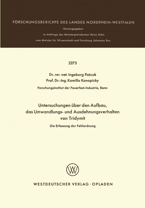 Untersuchungen über den Aufbau, das Umwandlungs- und Ausdehnungsverhalten von Tridymit