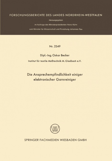 Die Ansprechempfindlichkeit Einiger Elektronischer Garnreiniger