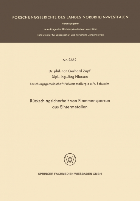 Ruckschlagsicherheit Von Flammensperren Aus Sintermetallen