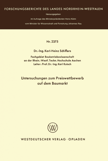 Untersuchungen zum Preiswettbewerb auf dem Baumarkt