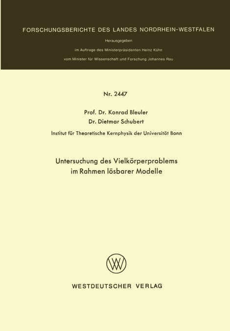 Untersuchung des Vielkörperproblems im Rahmen lösbarer Modelle