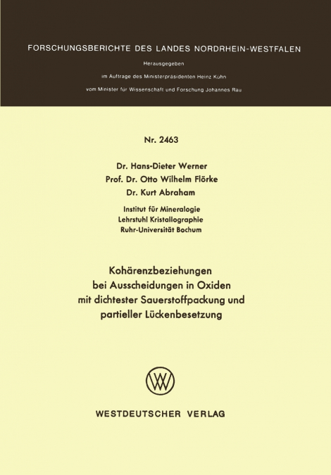 Koharenzbeziehungen Bei Ausscheidungen in Oxiden Mit Dichtester Sauerstoffpackung Und Partieller Luckenbesetzung