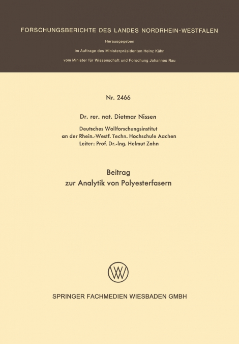 Beitrag Zur Analytik Von Polyesterfasern