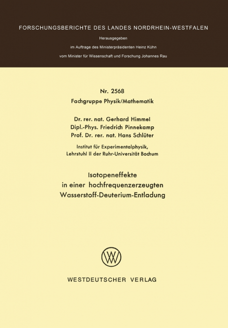 Isotopeneffekte in Einer Hochfrequenzerzeugten Wasserstoff-Deuterium-Entladung