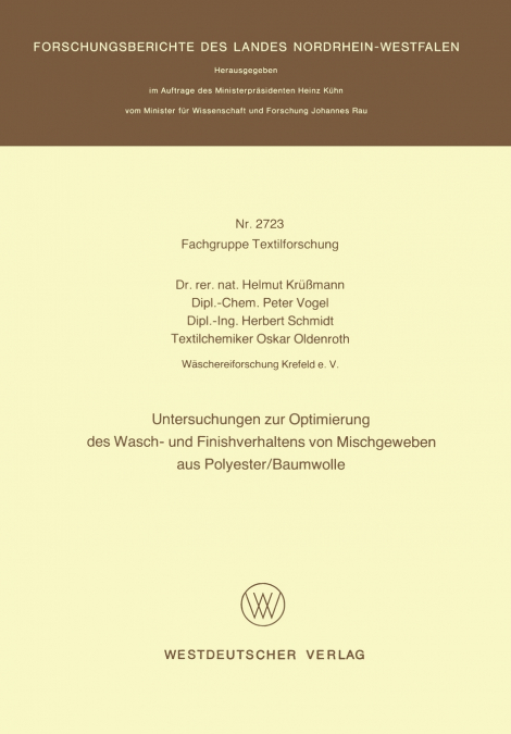 Untersuchungen zur Optimierung des Wasch- und Finishverhaltens von Mischgeweben aus Polyester/Baumwolle