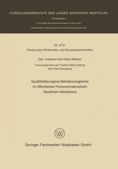 Qualitätsbezogene Betriebsvergleiche im öffentlichen Personennahverkehr Nordrhein-Westfalens
