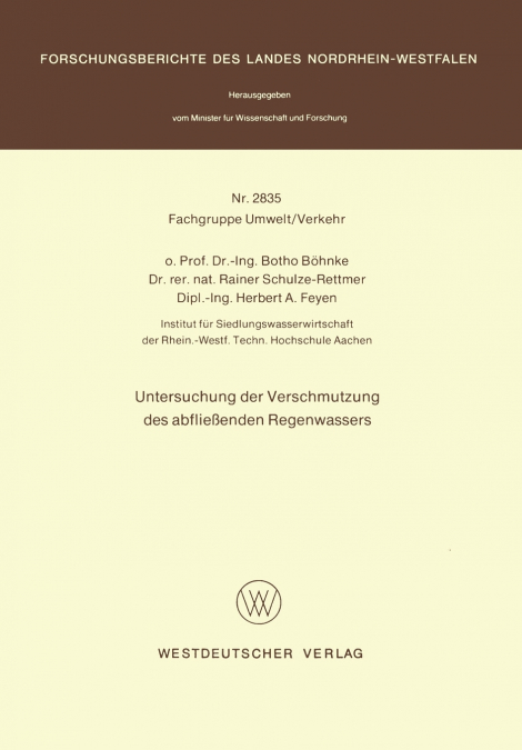 Untersuchung Der Verschmutzung Des Abfliessenden Regenwassers