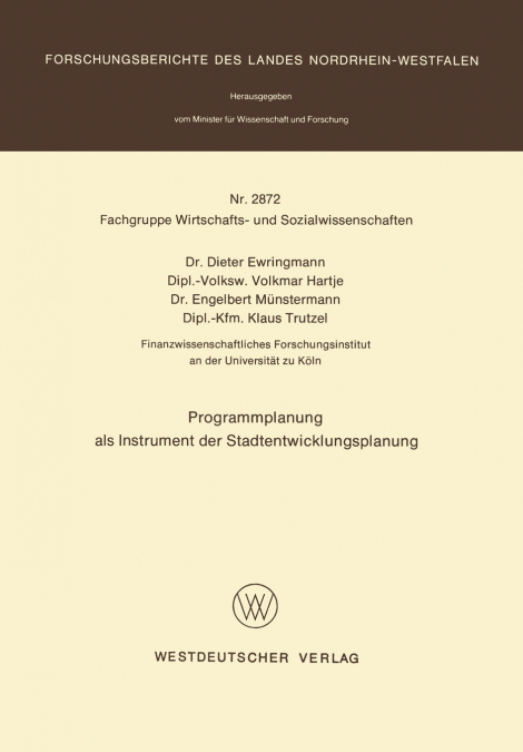 Programmplanung als Instrument der Stadtentwicklungsplanung