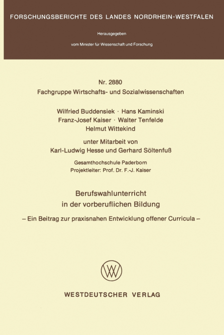 Berufswahlunterricht in der vorberuflichen Bildung