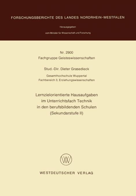 Lernzielorientierte Hausaufgaben im Unterrichtsfach Technik in den berufsbildenden Schulen (Sekundarstufe II)