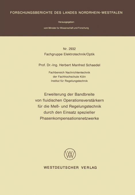 Erweiterung der Bandbreite von fluidischen Operationsverstärkern für die Meß- und Regelungstechnik durch den Einsatz spezieller Phasenkompensationsnetzwerke