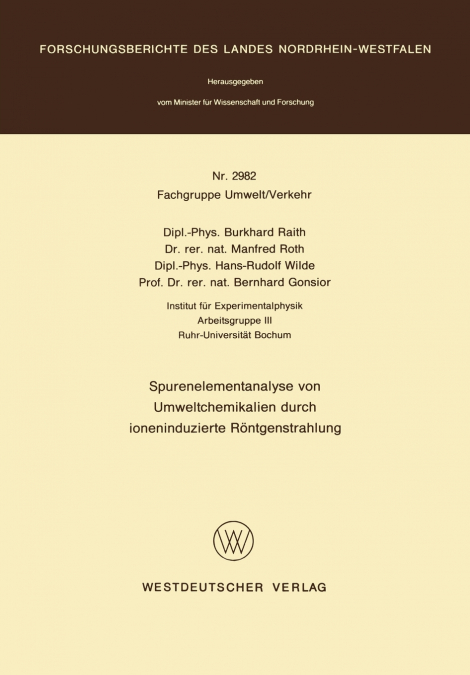 Spurenelementanalyse Von Umweltchemikalien Durch Ioneninduzierte Rontgenstrahlung
