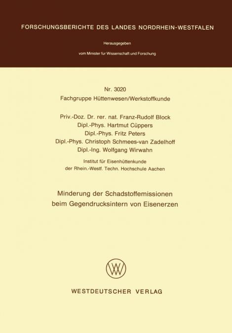 Minderung der Schadstoffemissionen beim Gegendrucksintern von Eisenerzen