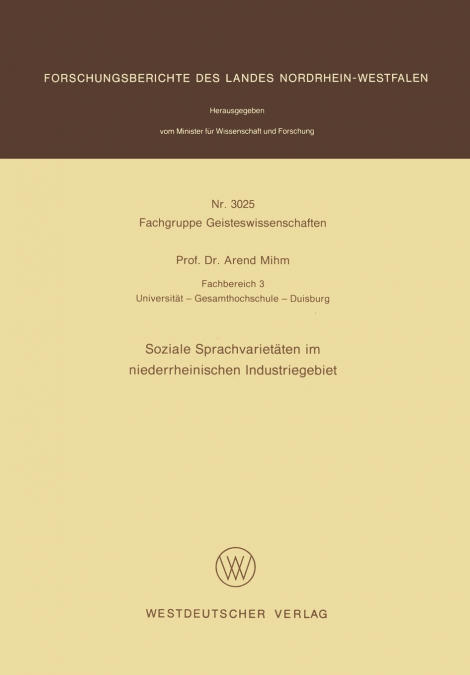 Soziale Sprachvarietäten im niederrheinischen Industriegebiet