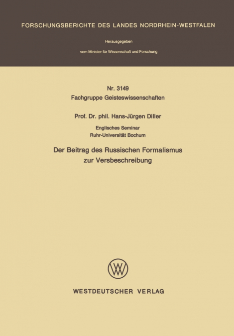 Der Beitrag des Russischen Formalismus zur Versbeschreibung