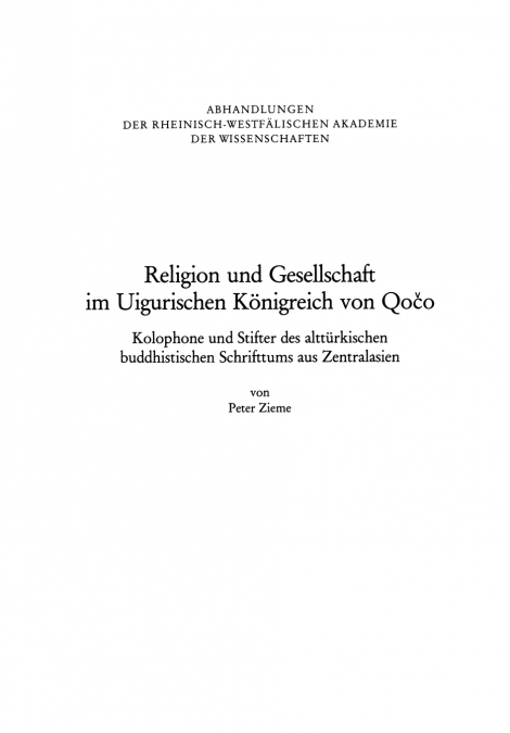 Religion und Gesellschaft im Uigurischen Königreich von Qočo