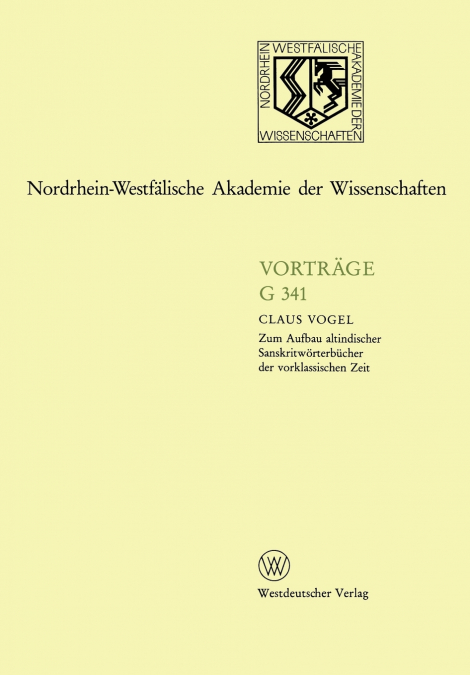 Zum Aufbau Altindischer Sanskritworterbucher Der Vorklassischen Zeit