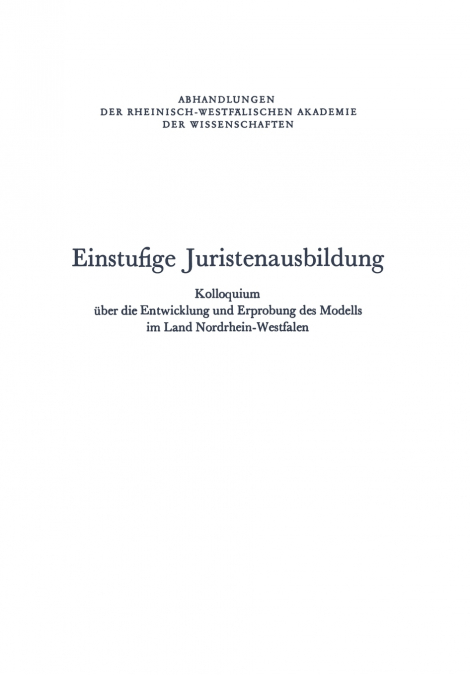 Einstufige Juristenausbildung