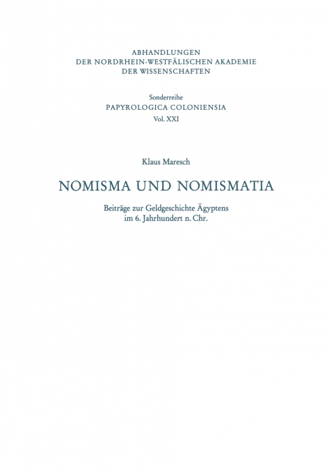 Nomisma und Nomismatia