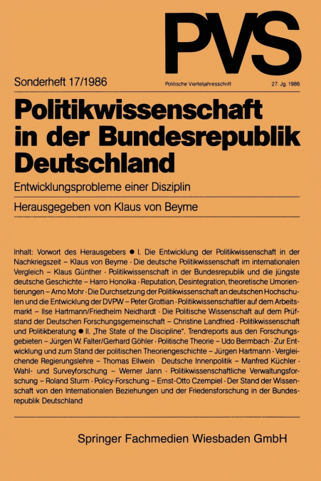 Politikwissenschaft in Der Bundesrepublik Deutschland