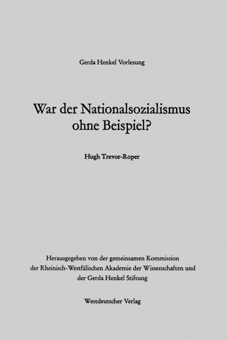 War der Nationalsozialismus ohne Beispiel?