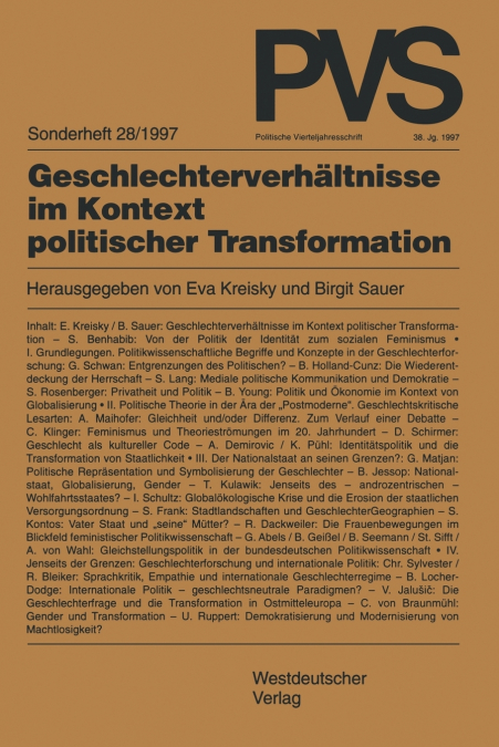 Geschlechterverhaltnisse Im Kontext Politischer Transformation