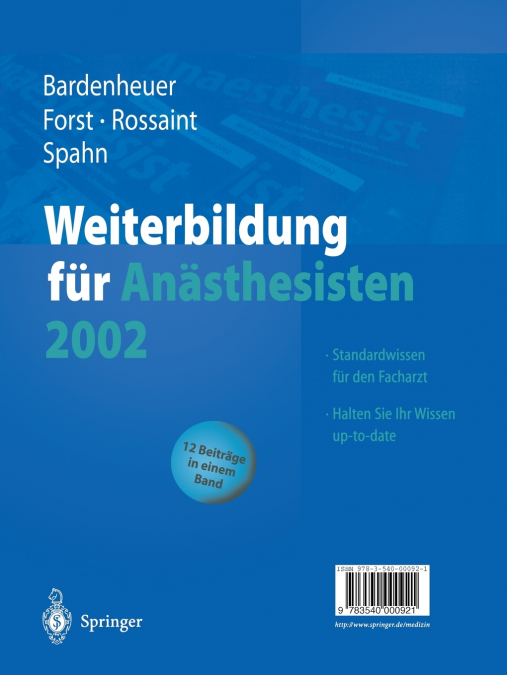 Weiterbildung Fa1/4r Anasthesisten 2002