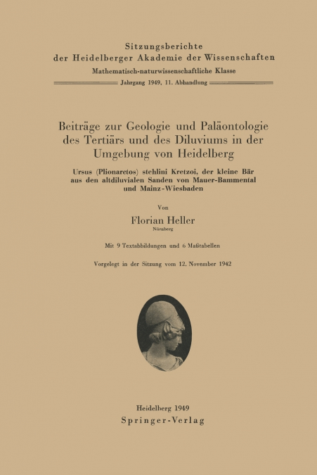 Beitrage Zur Geologie Und Palaontologie Des Tertiars Und Des Diluviums in Der Umgebung Von Heidelberg