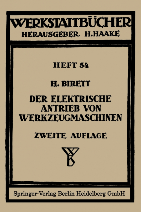 Der elektrische Antrieb von Werkzeugmaschinen