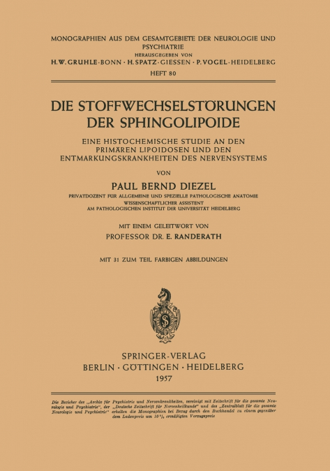Die Stoffwechselstorungen Der Sphingolipoide