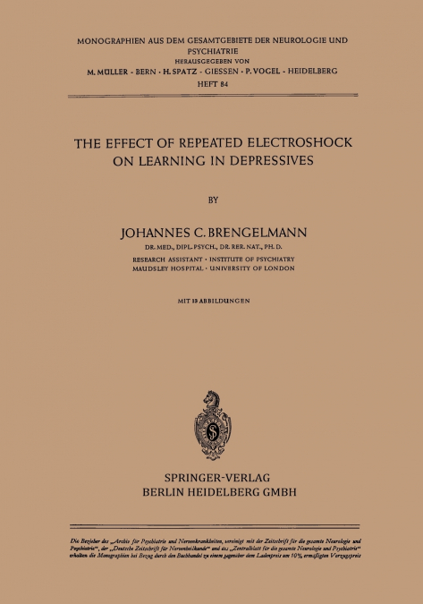 The Effect of Repeated Electroshock on Learning in Depressives
