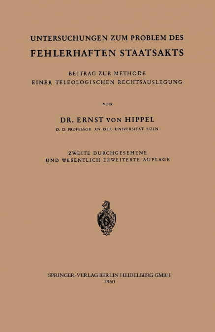 Untersuchungen Zum Problem Des Fehlerhaften Staatsakts