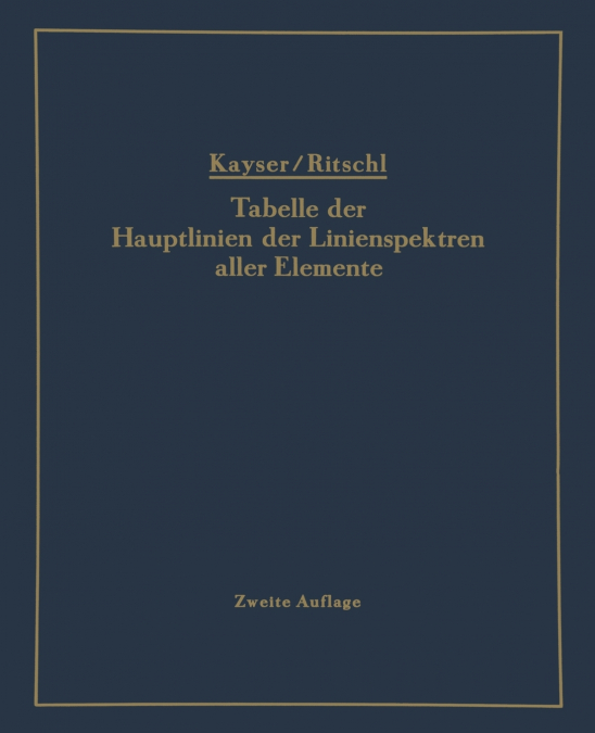 Tabelle der Hauptlinien der Linienspektren aller Elemente nach Wellenlänge geordnet