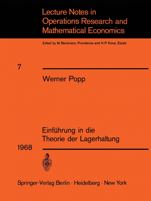 Einfuhrung in Die Theorie Der Lagerhaltung