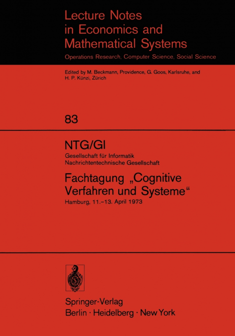 Ntg/GI Gesellschaft Fur Informatik Nachrichtentechnische Gesellschaft. Fachtagung Cognitive Verfahren Und Systeme