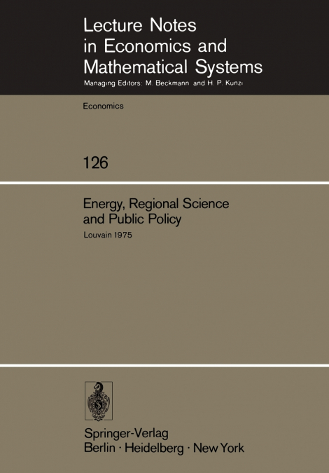 Energy, Regional Science and Public Policy